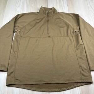 Halys PCU Level 2 Pullover Mens X Large Brown Grid Fleece Quarter Zip Shirt